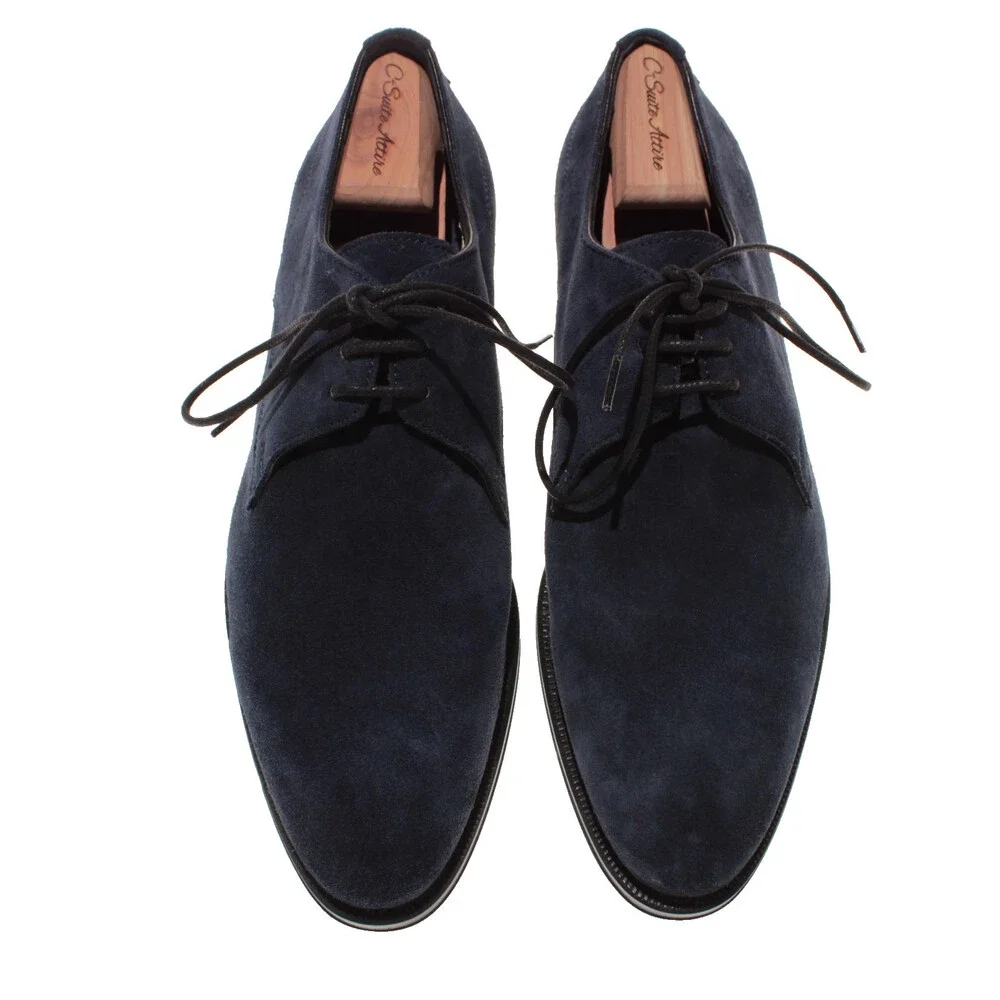 Di Bianco NWOB Lace Up Derby Dress Shoes Size 10 US in Dark Blue Suede